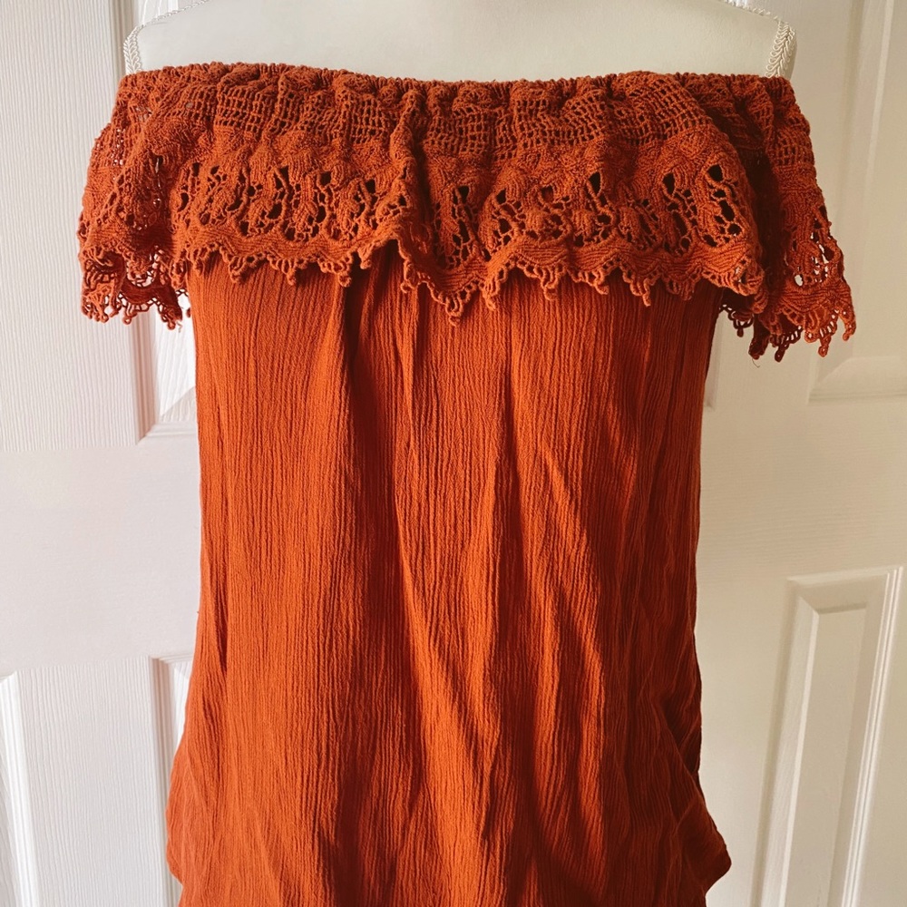 Large Off The Shoulder Ruffle Crinkle Blouse